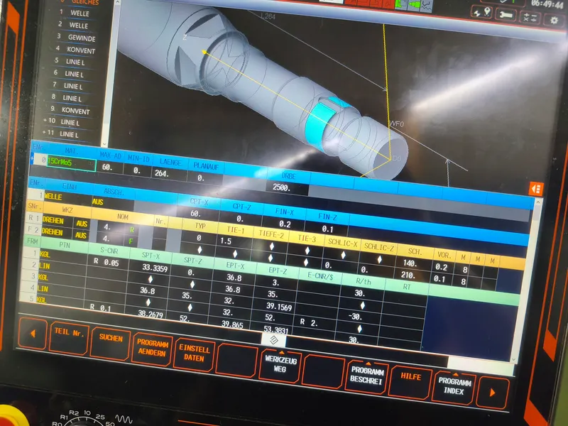 Steuerung der Mazak mit 3D-Darstellung des Werkstücks